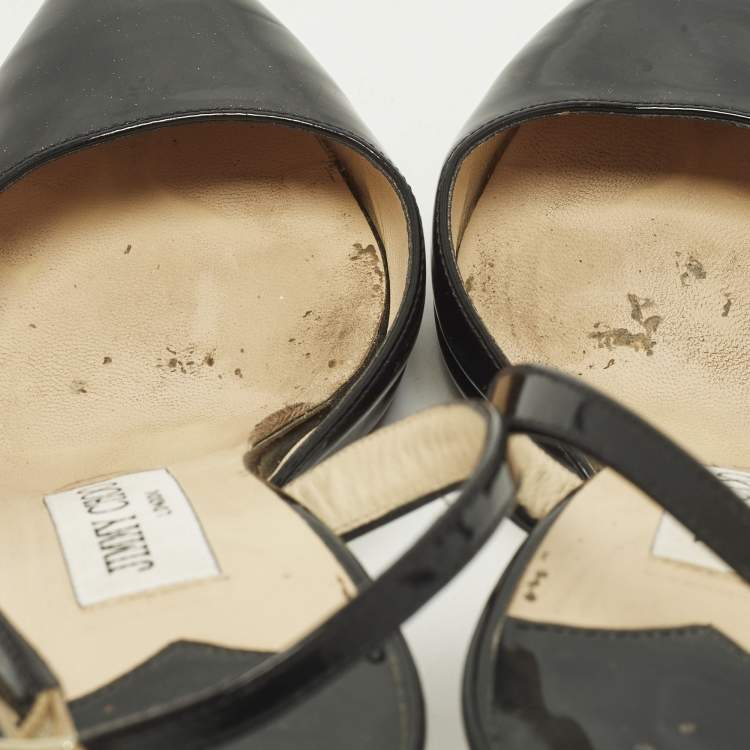 Pre Owned Jimmy Choo Tilly Size 36 Black Patent Leather Slingback Pumps