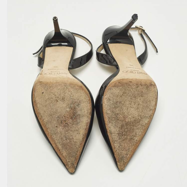 Pre Owned Jimmy Choo Tilly Size 36 Black Patent Leather Slingback Pumps