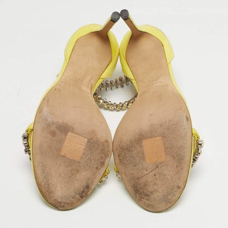 Pre Owned Jimmy Choo Shiloh 100 Size 38.5 Green Suede Ankle Strap Sandals