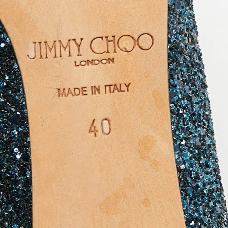 مملوكة مسبقًا Jimmy Choo Anouk Size 40 Green Glitter Pointed Toe Pumps