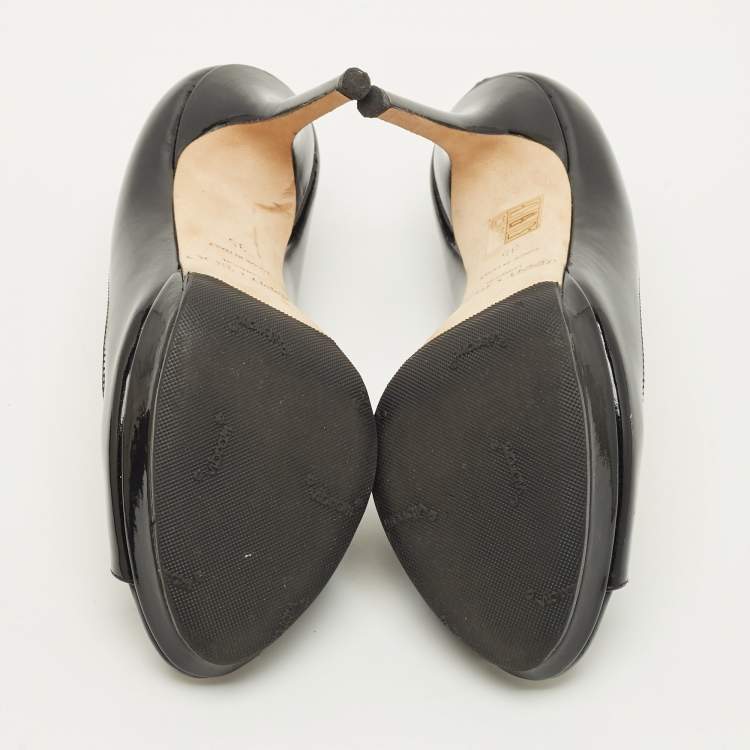 Pre Owned Jimmy Choo Crown Size 35 Black Patent Leather Platform Pumps