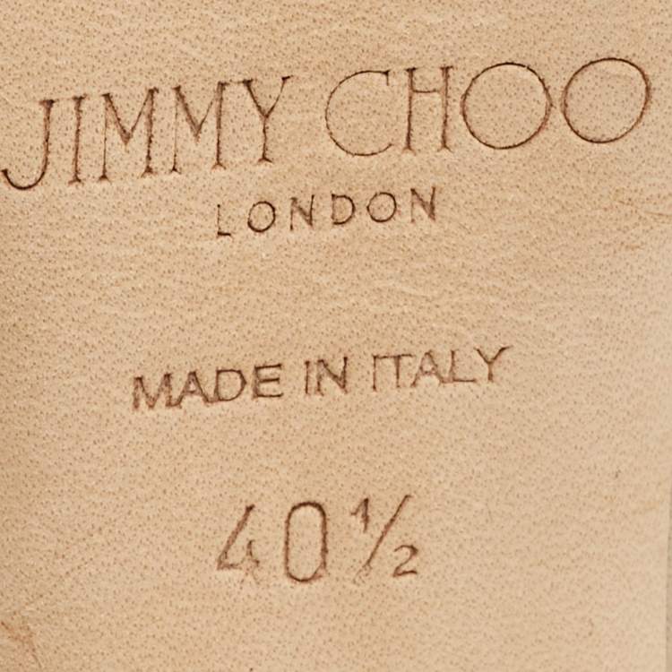 Pre Owned Jimmy Choo Lancer Size 40.5 Beige Satin Crystal Embellished Pumps