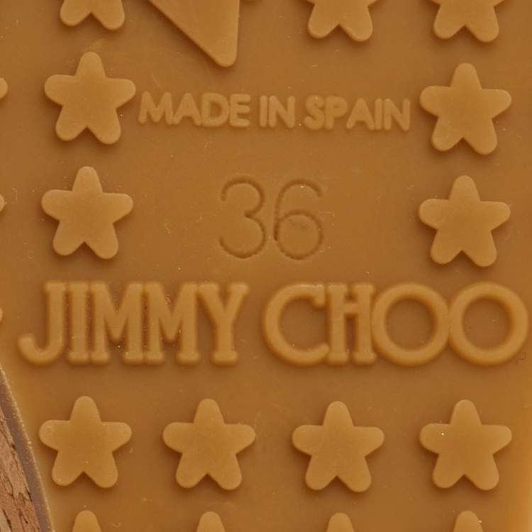 مملوكة مسبقًا Jimmy Choo Size 36 Brown Leather Cork Platform Wedge Slide Sandals