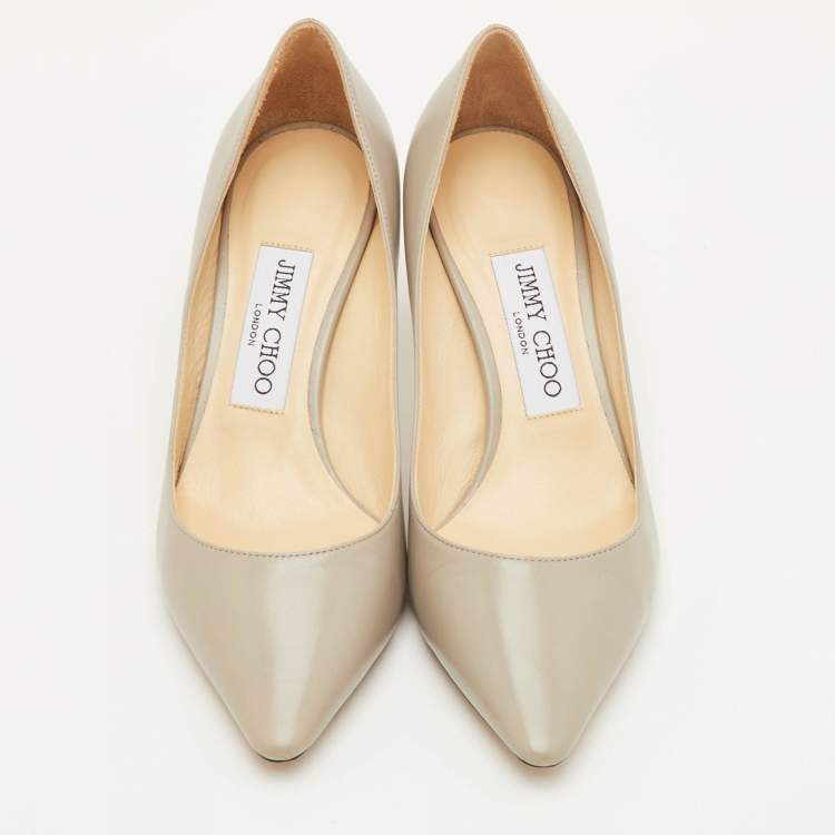 Pre Owned Jimmy Choo Romy Size 36 Light Grey Leather Pointed Toe Pumps