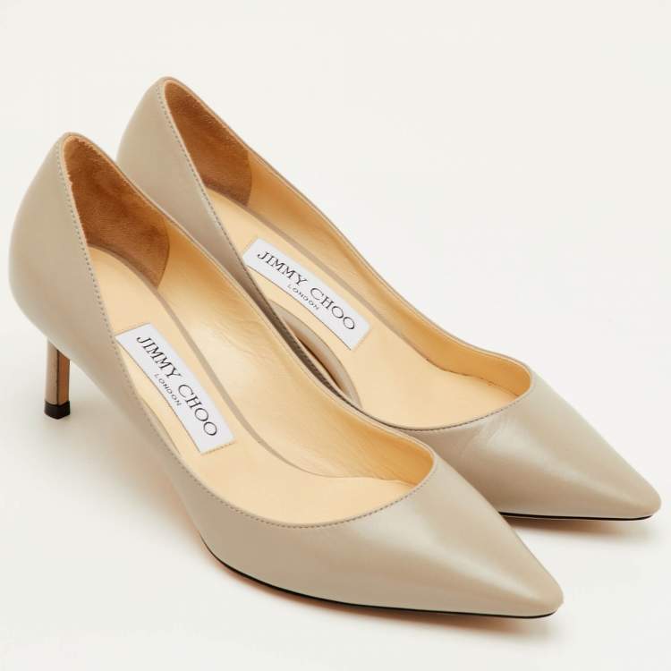 Pre Owned Jimmy Choo Romy Size 36 Light Grey Leather Pointed Toe Pumps