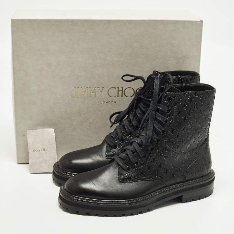Pre Owned Jimmy Choo Cora Size 41 Black Leather Combat Boots