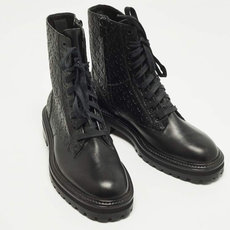 Pre Owned Jimmy Choo Cora Size 41 Black Leather Combat Boots