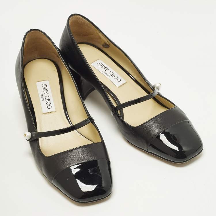 Pre Owned Jimmy Choo Elisa Size 41 Black Patent and Leather Mary Jane Pumps