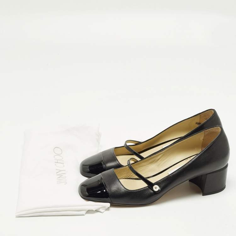Pre Owned Jimmy Choo Elisa Size 41 Black Patent and Leather Mary Jane Pumps