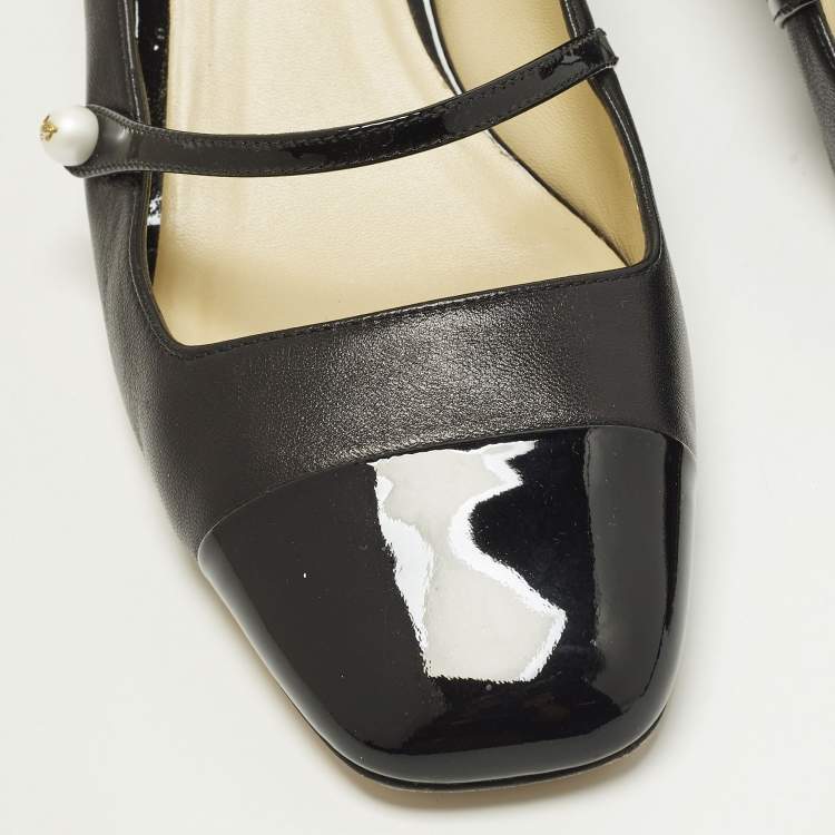 Pre Owned Jimmy Choo Elisa Size 41 Black Patent and Leather Mary Jane Pumps