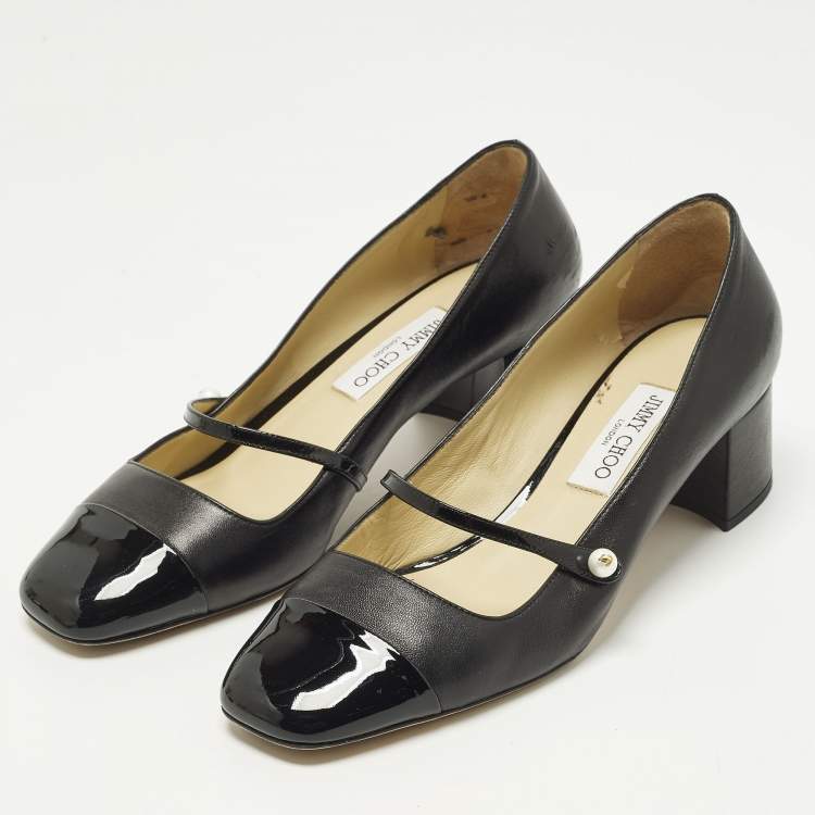 Pre Owned Jimmy Choo Elisa Size 41 Black Patent and Leather Mary Jane Pumps