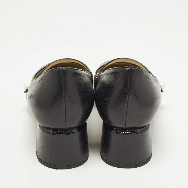 Pre Owned Jimmy Choo Elisa Size 41 Black Patent and Leather Mary Jane Pumps