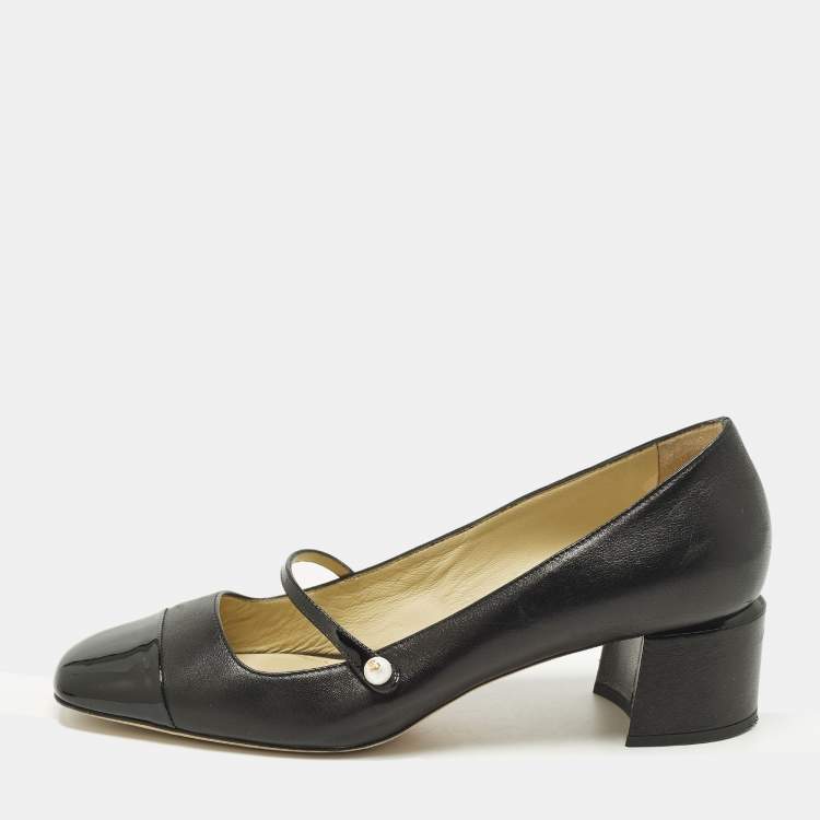 Pre Owned Jimmy Choo Elisa Size 41 Black Patent and Leather Mary Jane Pumps
