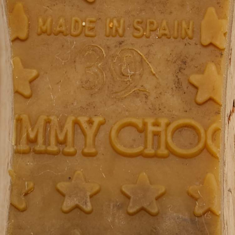 مملوكة مسبقًا Jimmy Choo Papyrus Size 39 Beige Python Leather Ankle Strap Sandals