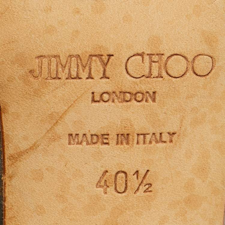 Pre Owned Jimmy Choo Size 40.5 Gold Glitter and Leather Peep Toe Ankle Strap Pumps