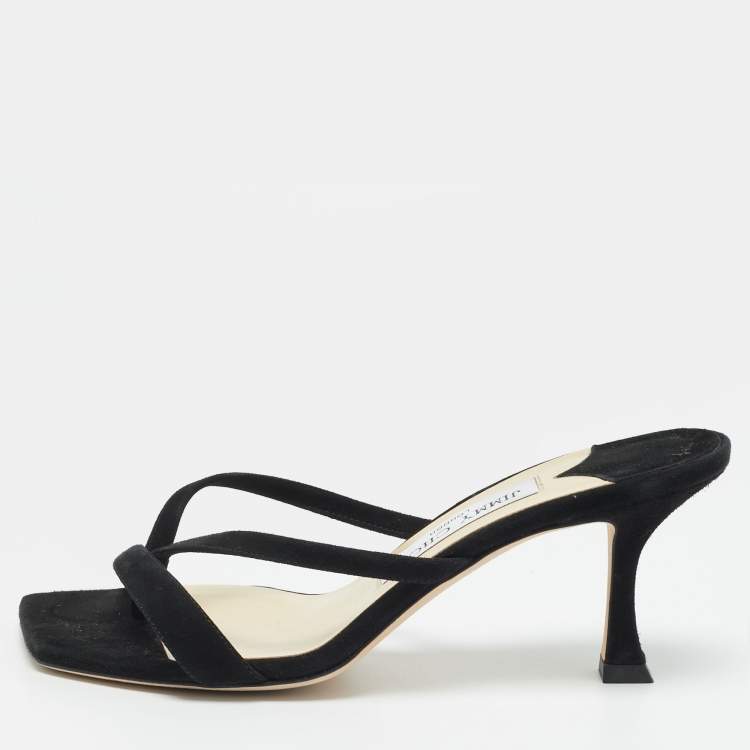مملوكة مسبقًا Jimmy Choo Maelie Size 36 Black Suede Slide Sandals