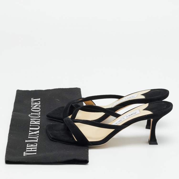 مملوكة مسبقًا Jimmy Choo Maelie Size 36 Black Suede Slide Sandals