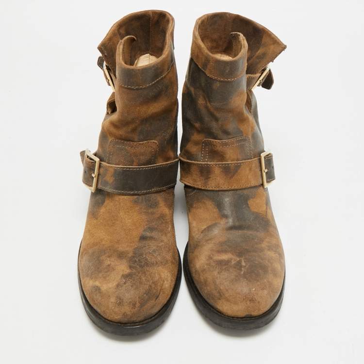 Pre Owned Jimmy Choo Dover Size 41 Brown Suede Ankle Length Boots