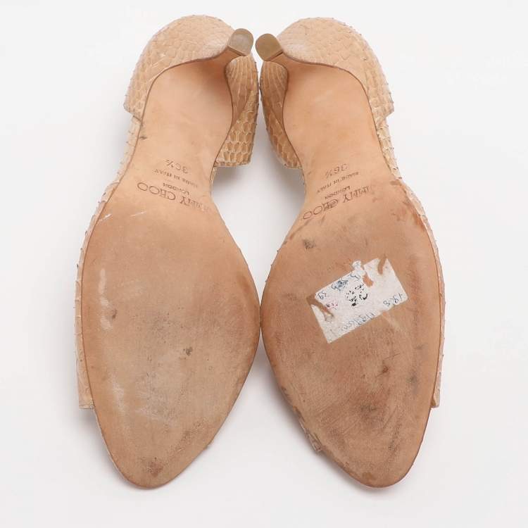 مملوكة مسبقًا Jimmy Choo Size 36.5 Beige Python Leather D'orsay Pumps