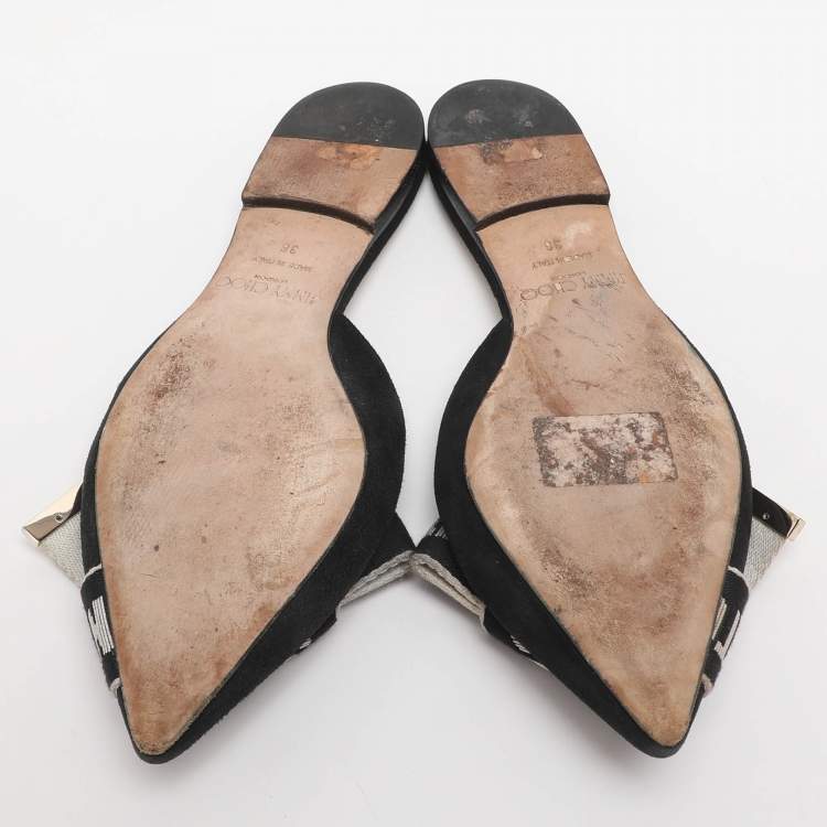 Pre Owned Jimmy Choo Gretchen Size 36 Black Fabric and Suede Mules