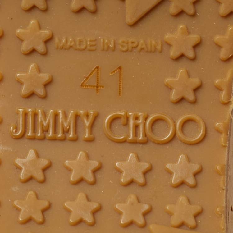 Pre Owned Jimmy Choo Size 41 Brown Python Embossed Leather Cork Wedge Thong Sandals