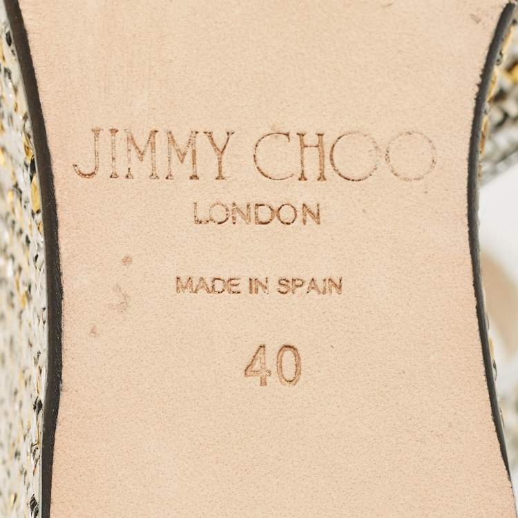 Pre Owned Jimmy Choo Alana Size 40 Multicolor Leather and Straw Wedge Sandals