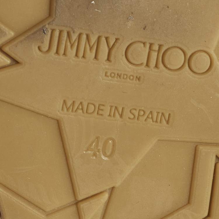 Pre Owned Jimmy Choo Size 40 Black Leather Platform Wedge Slide Sandals