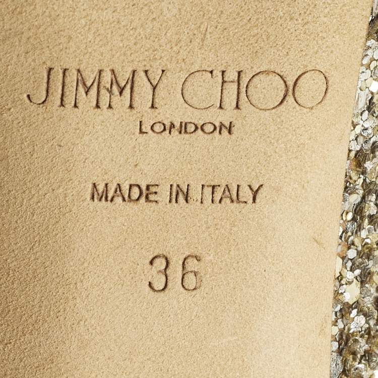 Pre Owned Jimmy Choo Romy Size 36 Gold Coarse Glitter Pumps