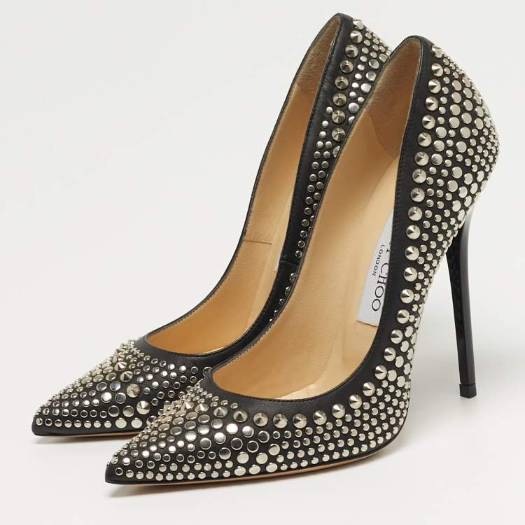 Pre Owned Jimmy Choo Studded Spikes Size 36 Black Leather Pumps