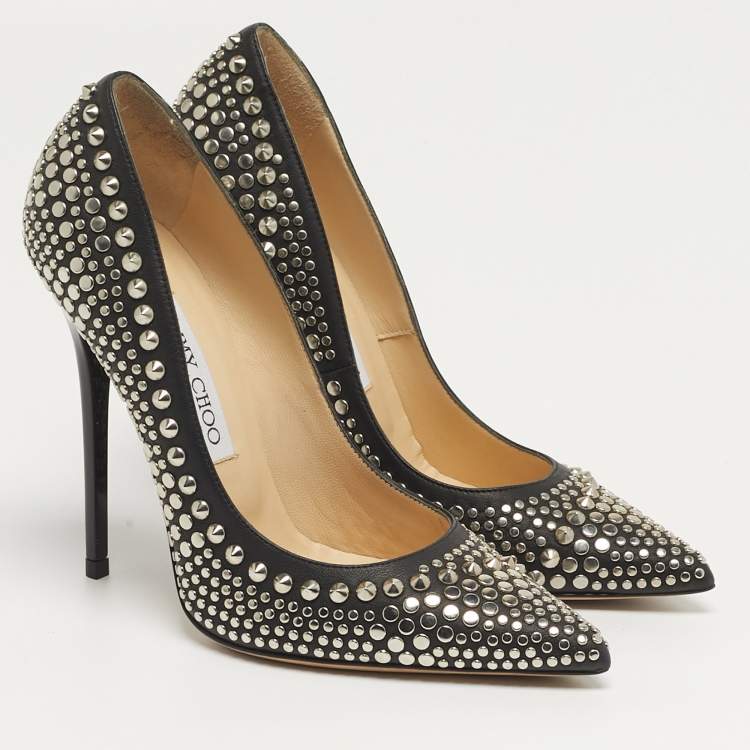 Pre Owned Jimmy Choo Studded Spikes Size 36 Black Leather Pumps