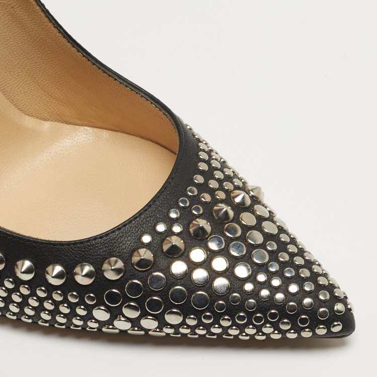 Pre Owned Jimmy Choo Studded Spikes Size 36 Black Leather Pumps