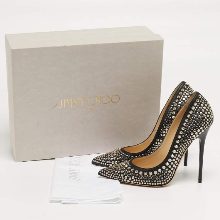 Pre Owned Jimmy Choo Studded Spikes Size 36 Black Leather Pumps