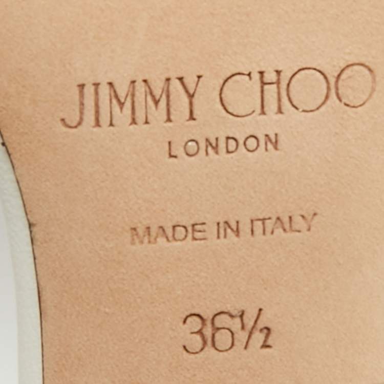 مملوكة مسبقًا Jimmy Choo Size 36.5 White Leather and Mesh Slingback Sandals