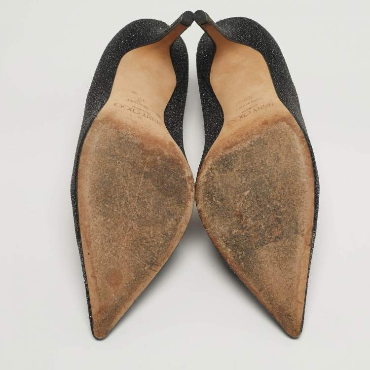 Pre Owned Jimmy Choo Romy Size 39 Black/Silver Quartz Suede Pointed Toe Pumps