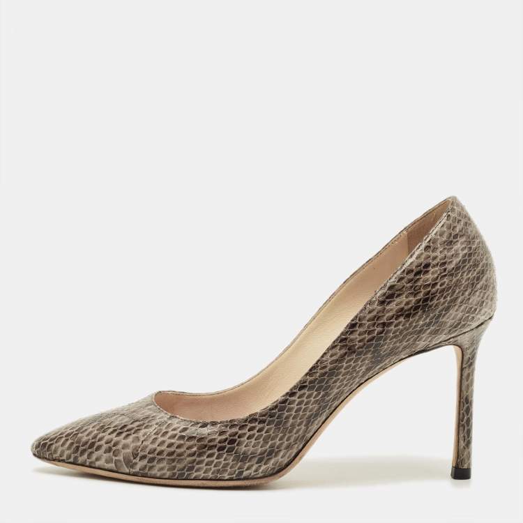 مملوكة مسبقًا Jimmy Choo Romy Size 36 Brown Snakeskin Leather Pumps