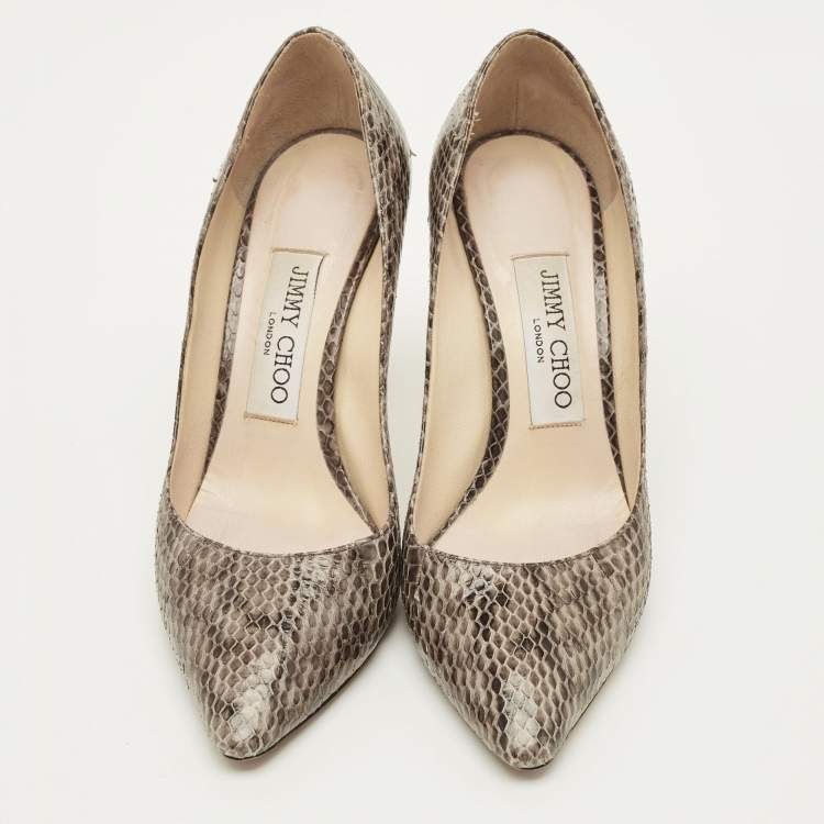 مملوكة مسبقًا Jimmy Choo Romy Size 36 Brown Snakeskin Leather Pumps