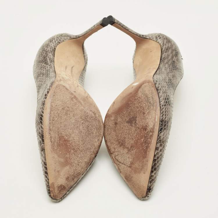 مملوكة مسبقًا Jimmy Choo Romy Size 36 Brown Snakeskin Leather Pumps