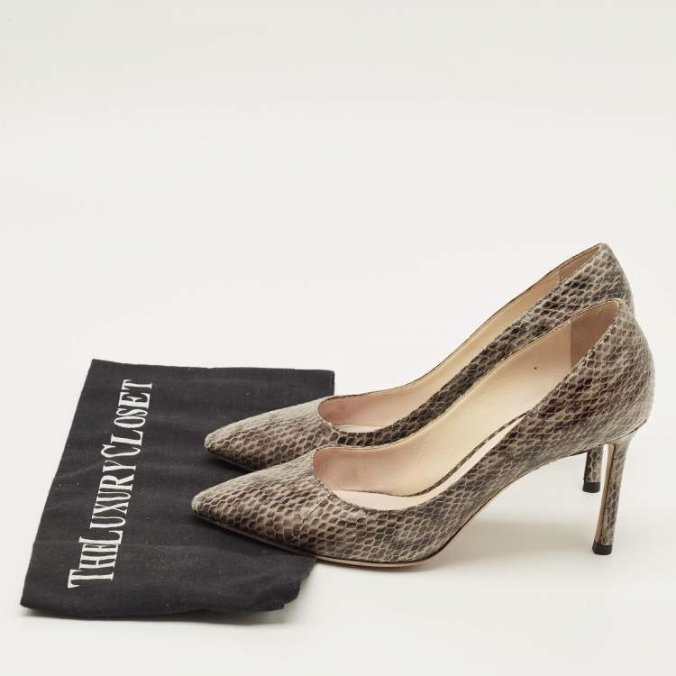 مملوكة مسبقًا Jimmy Choo Romy Size 36 Brown Snakeskin Leather Pumps