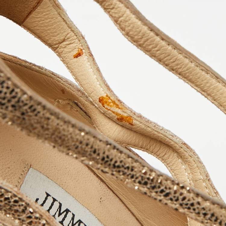 مملوكة مسبقًا Jimmy Choo Size 39 Metallic Leather Strappy  Sandals