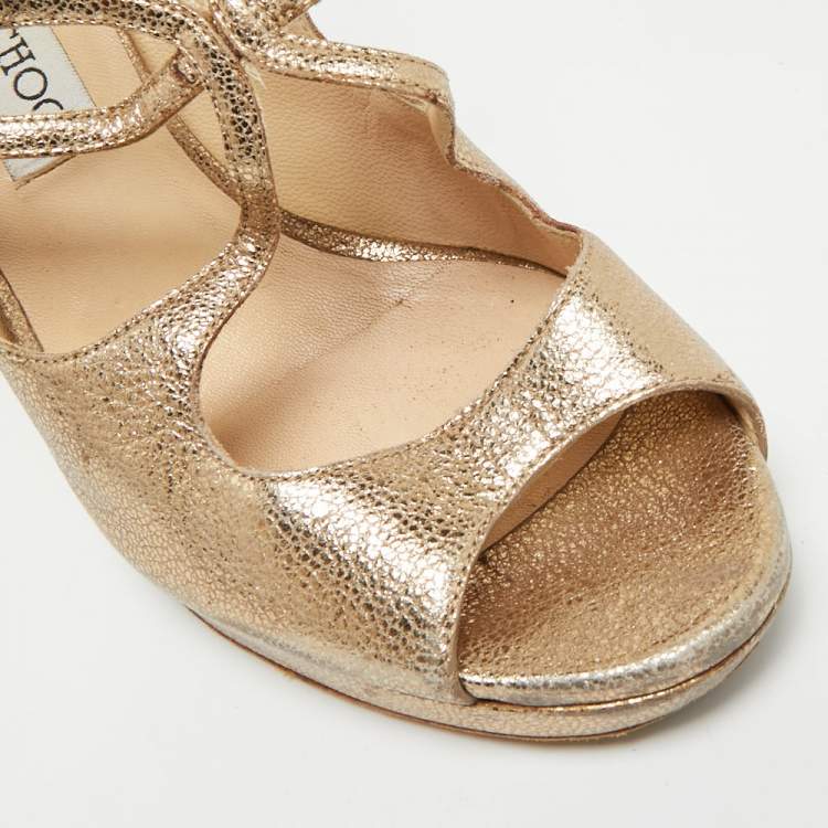 مملوكة مسبقًا Jimmy Choo Size 39 Metallic Leather Strappy  Sandals
