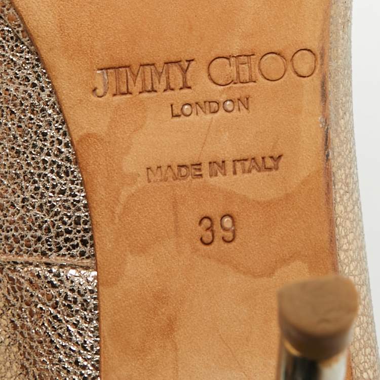 مملوكة مسبقًا Jimmy Choo Size 39 Metallic Leather Strappy  Sandals