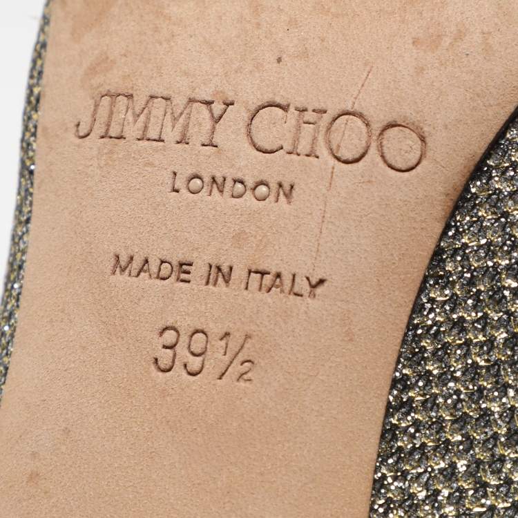 Pre Owned Jimmy Choo Bridget Size 39.5 Metallic Lurex Fabric Pumps