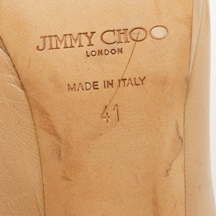 Pre Owned Jimmy Choo Quiet Size 41 Beige Leather Peep Toe Pumps