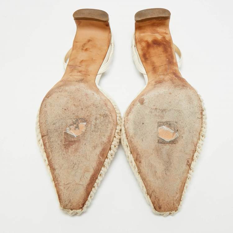 Pre Owned Jimmy Choo Cream Leather and Mesh Erica  Slingback Pumps Size 38