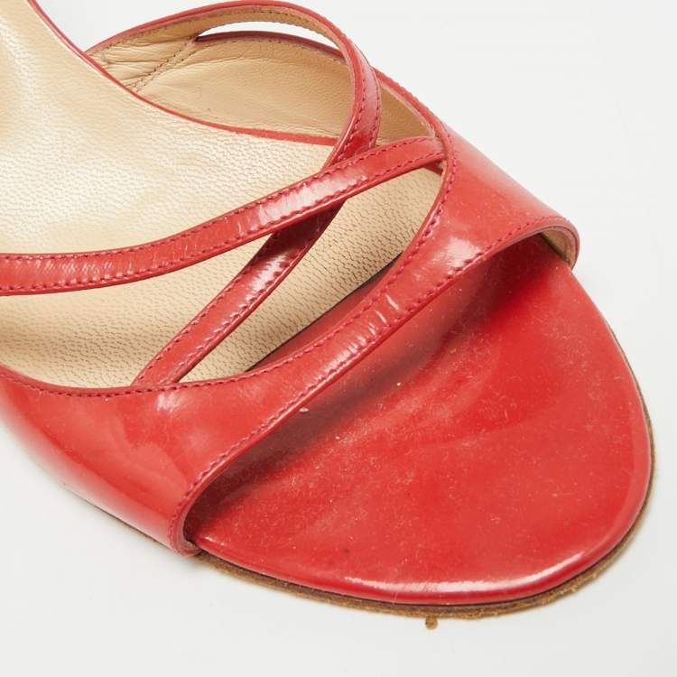 مملوكة مسبقًا Jimmy Choo Size 40 Red Patent Leather Slide Sandals