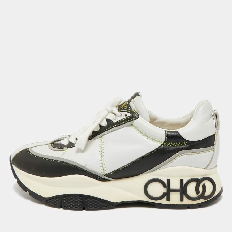 مملوكة مسبقًا Jimmy Choo Raine Size 37 Grey/Black Leather Low Top Sneakers