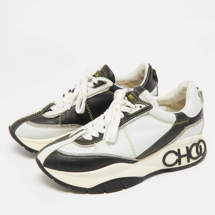 مملوكة مسبقًا Jimmy Choo Raine Size 37 Grey/Black Leather Low Top Sneakers