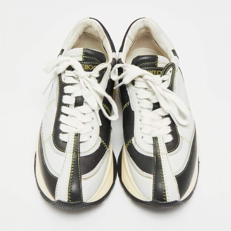 مملوكة مسبقًا Jimmy Choo Raine Size 37 Grey/Black Leather Low Top Sneakers