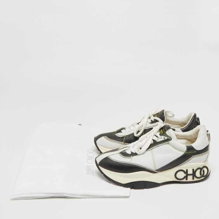 مملوكة مسبقًا Jimmy Choo Raine Size 37 Grey/Black Leather Low Top Sneakers