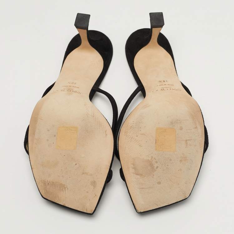 Pre Owned Jimmy Choo Maelie Size 38.5 Black Suede Slide Sandals